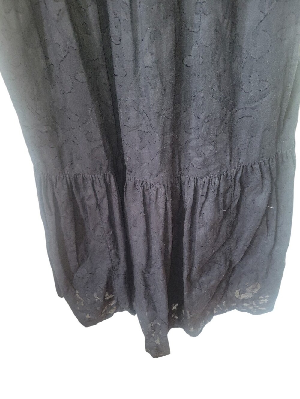 Anthropologie Black Maxi Dress w/Fluttery Cap Sleeve Tiered Button Front Skirt - Picture 7 of 12